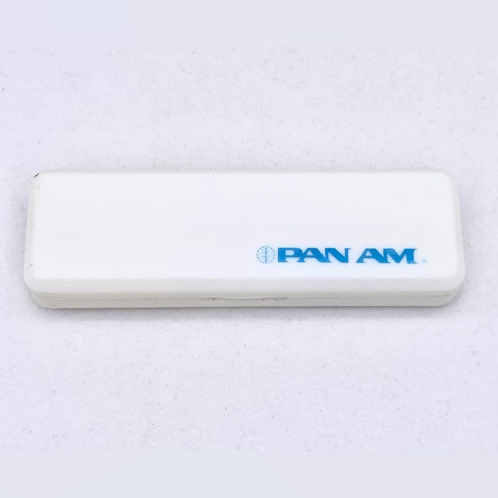 Vintage PAN AM Airlines Travel Toothbrush In Case Set With Pam American Logo